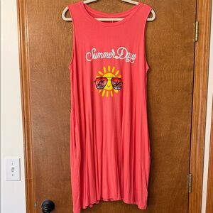 Vibrant Coral Summer Graphic Swim Cover up